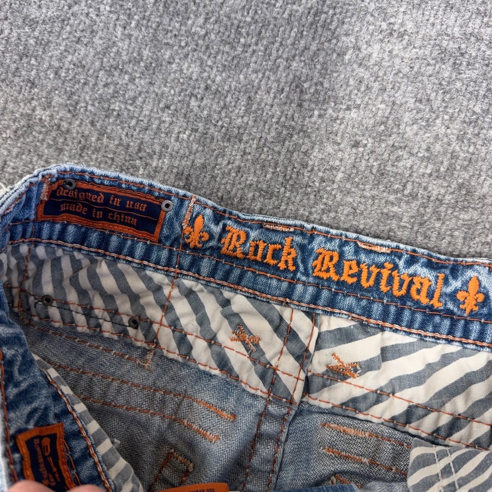 Rock Revival Jeans Men 31x32 Paul Boot Cut Bootleg Flap Pocket Distressed Studs - Picture 10 of 13